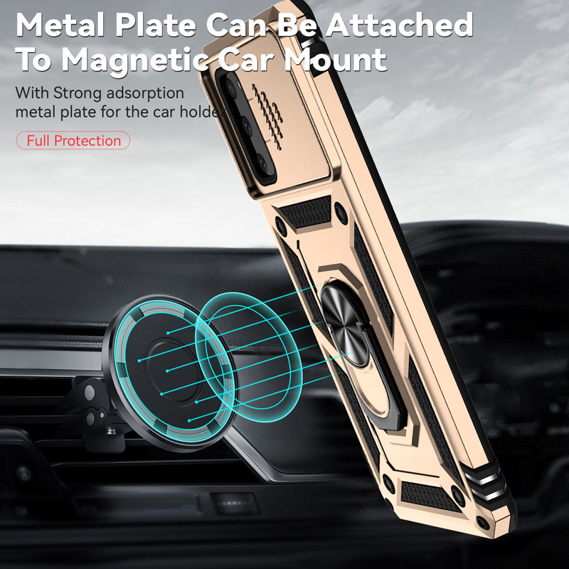 High Level Shockproof Phone Case Light Magnetic 360 Metal Ring Car Magnetic Anti-Fall Phone Cover for Samsung S20 Ultra