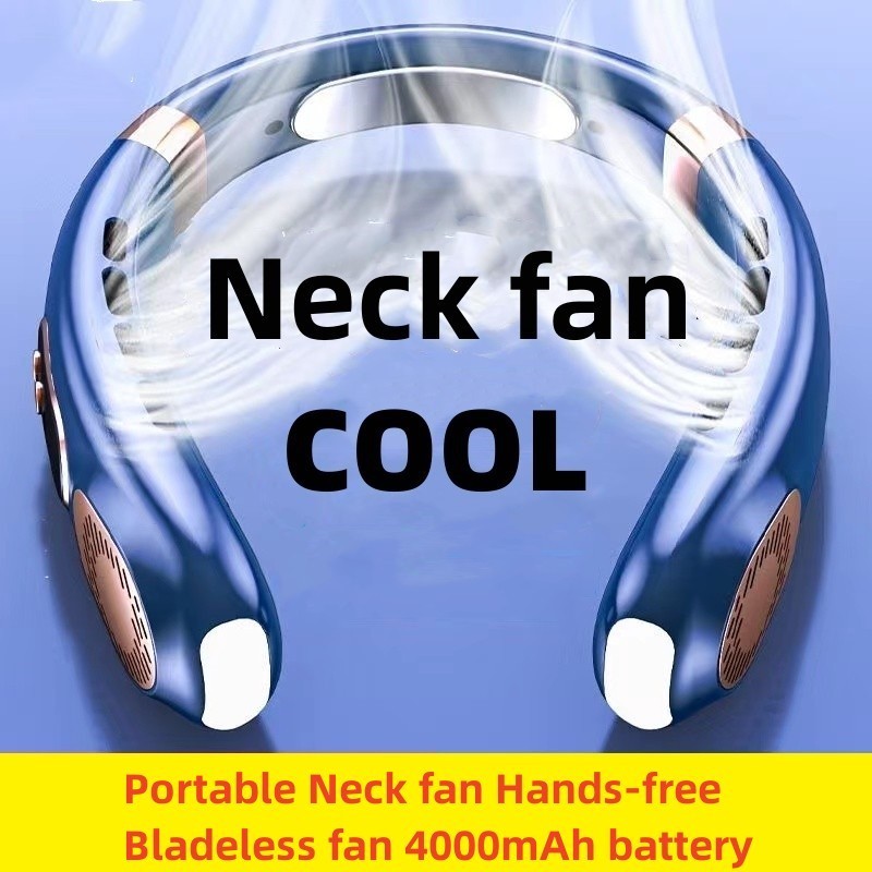 Best Seller Fifth Gear Wholesale Wearable Hanging Portable Bladeless Neck Fan with Light Rechargeable Cooling