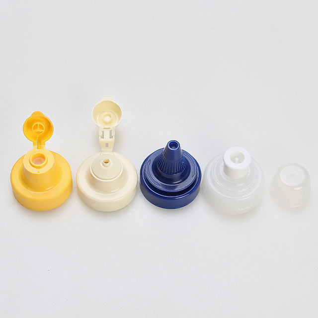 PP high quality flip top valve cap dispensing closure two-piece plastic caps for sauce squeeze clear bottle