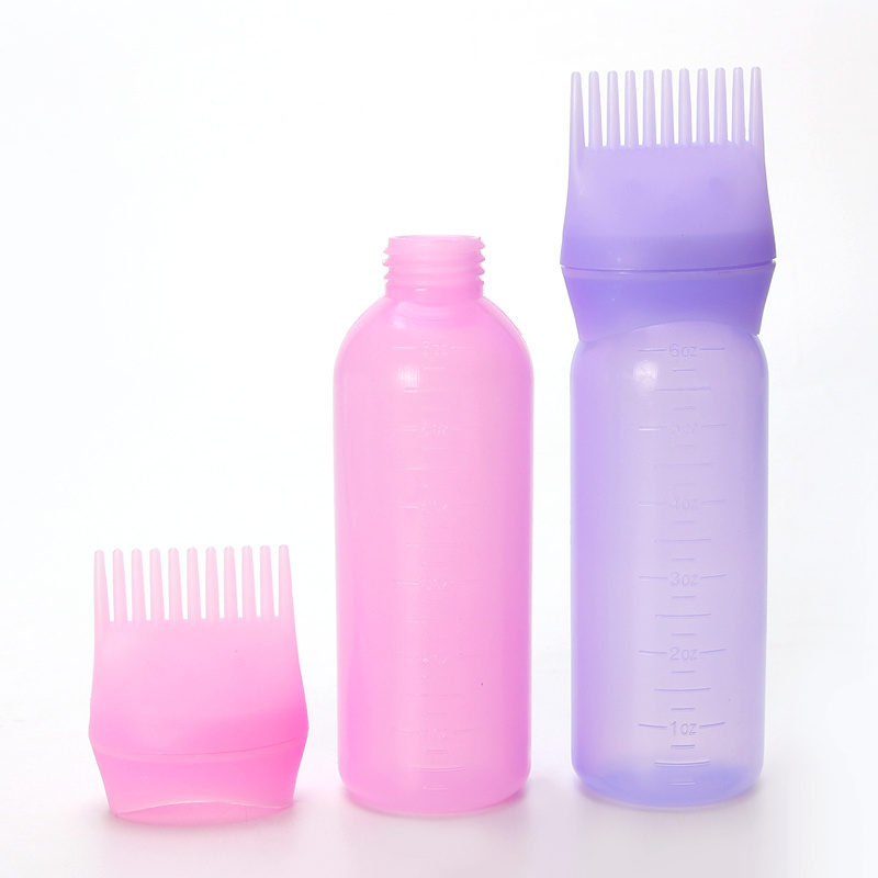 6 oz Hair Coloring dye dispenser oil applicator bottle with comb brush for haircut