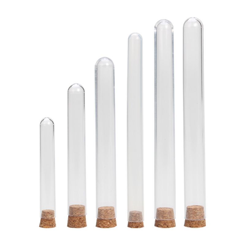 Empty 5ML 10ML 15ML 20ML PP PC Plastic Vials Jars Test Tube Honey Tube With Cork Stopper Empty Transparent Bottles