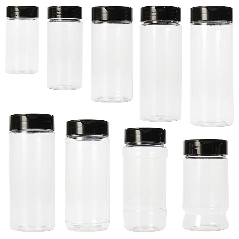 PET Empty Plastic Seasoning Bottles Spice Shaker Powder Containers Pepper Salt Jar With Flapper Cap spices jars set