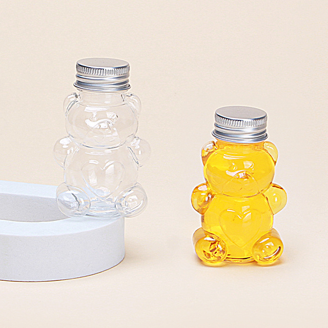 Creative Bear Bottle Transparent Handmade Candy Plastic Bottle Wishing Bottle Wide Mouth Plastic Jar 60ml