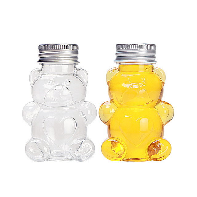 Creative Bear Bottle Transparent Handmade Candy Plastic Bottle Wishing Bottle Wide Mouth Plastic Jar 60ml