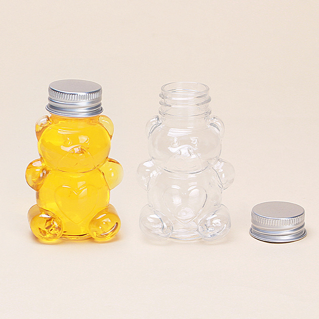 Creative Bear Bottle Transparent Handmade Candy Plastic Bottle Wishing Bottle Wide Mouth Plastic Jar 60ml