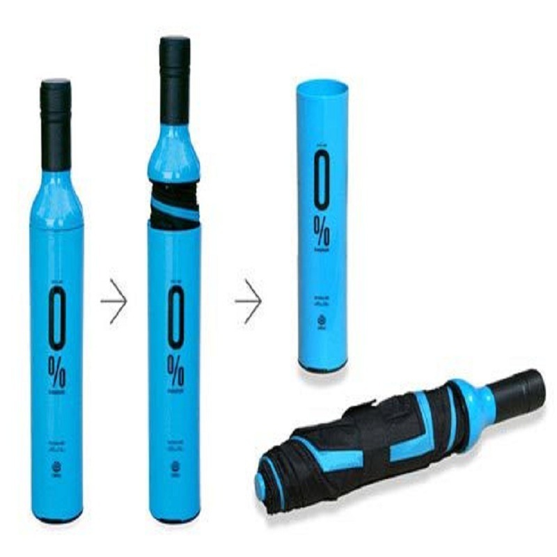 Promotion Gift Cheap Wine, Bottle Umbrellas 3 Folding Portable Pocket Bottle Shape Base Umbrella With Logo Prints Customized