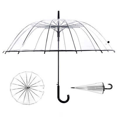 Lightweight Easy Carrying Clear Transparent Umbrellas With Long Handle