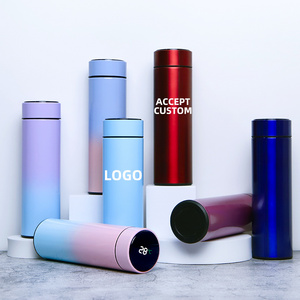 Custom Logo 500ml Thermos Bottle Portable Double Wall Stainless Steel Insulated Hot Vacuum Flasks Sports Led Smart Water Bottle