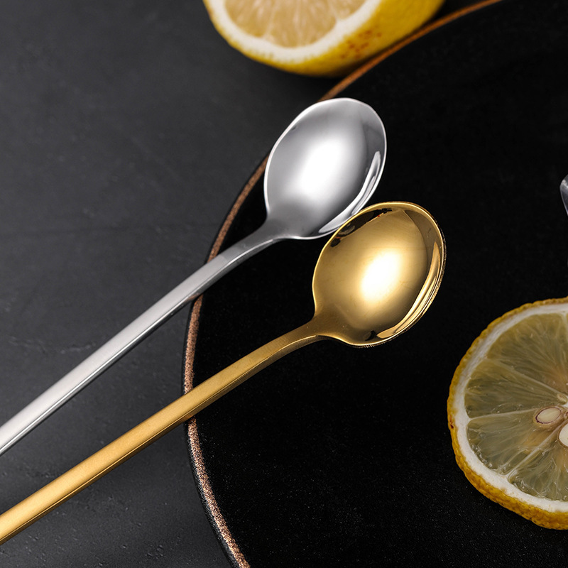 Popular Custom Small Long Handled 304 Stainless Steel Rose Gold Teaspoon Metal Dessert Tea Spoon