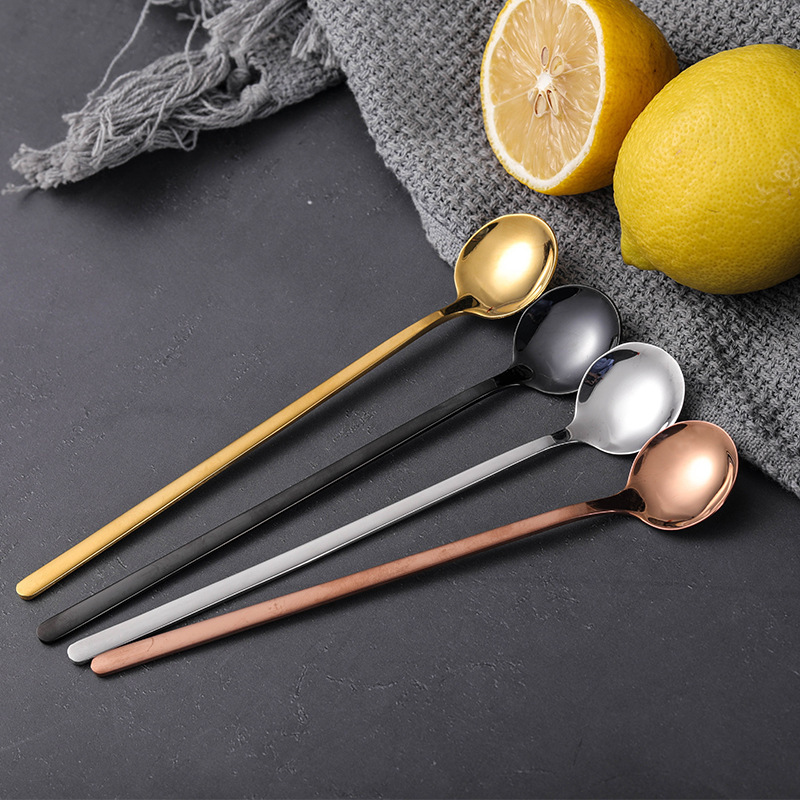 Popular Custom Small Long Handled 304 Stainless Steel Rose Gold Teaspoon Metal Dessert Tea Spoon