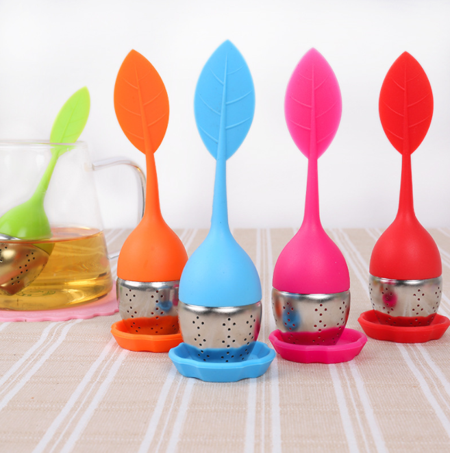 Novelty Design Customize Silicone Handle Stainless Steel Tea Infuser Strainer, Loose Leaf Tea Infuser