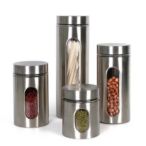 Stainless Steel Glass Jars with Airtight Lids - Glass Kitchen Canisters, Glass Containers for Food Storage with Lids, Airtight F