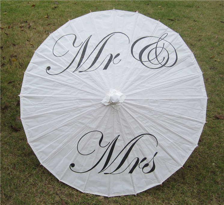 Poetic Exist Just Married Handmade Outdoor Wedding Parasols White Paper Umbrella