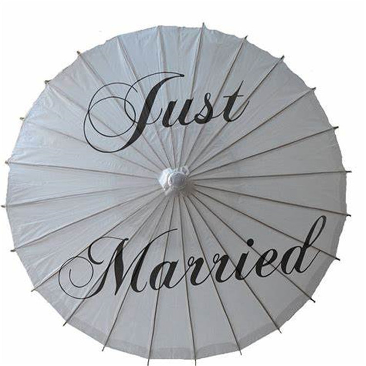 Poetic Exist Just Married Handmade Outdoor Wedding Parasols White Paper Umbrella