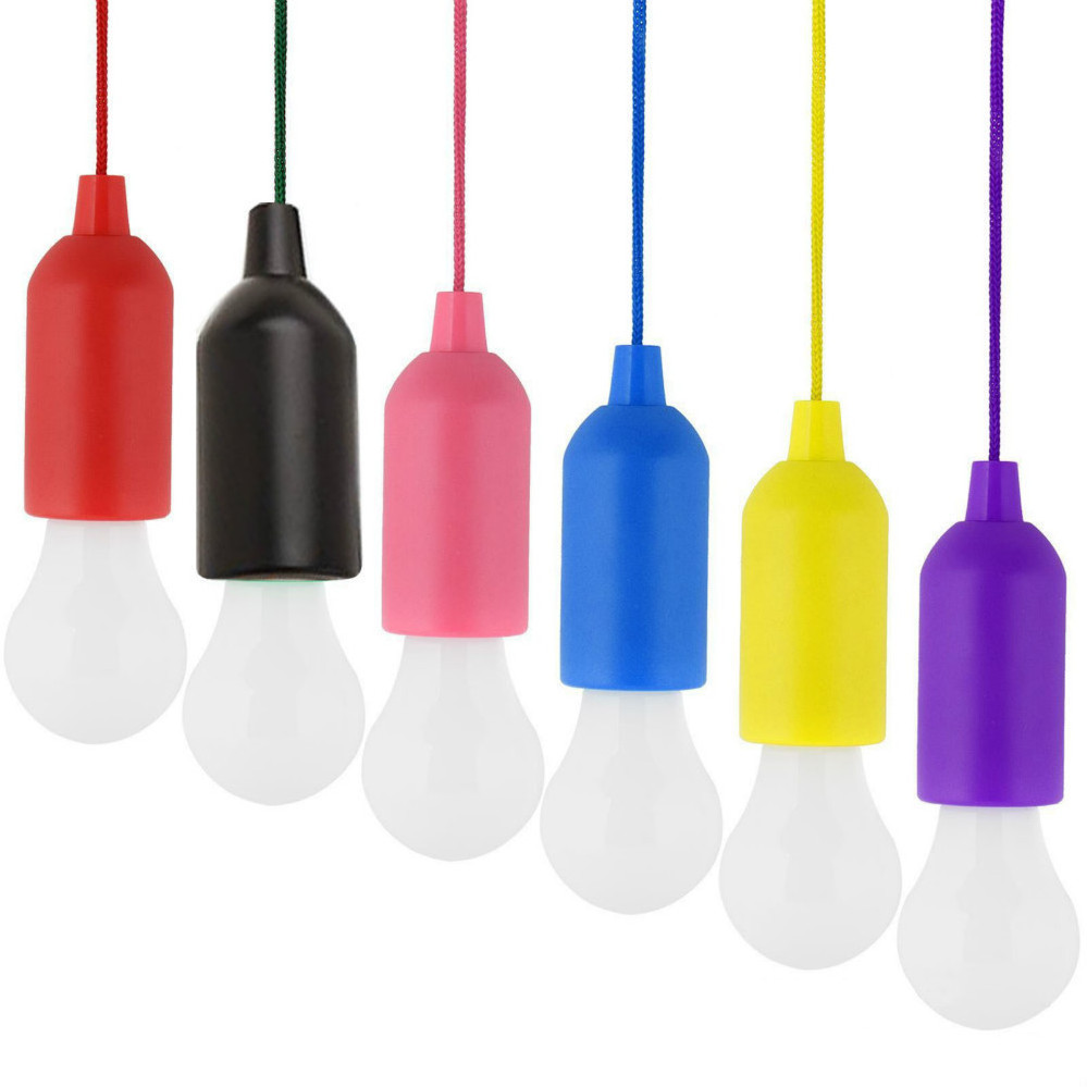 2 Led Battery Operated Pull Cord Light Bulb Hanging Portable Bulb Lights For Outdoor And Indoor