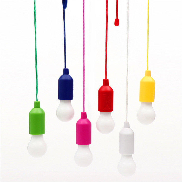 2 Led Battery Operated Pull Cord Light Bulb Hanging Portable Bulb Lights For Outdoor And Indoor