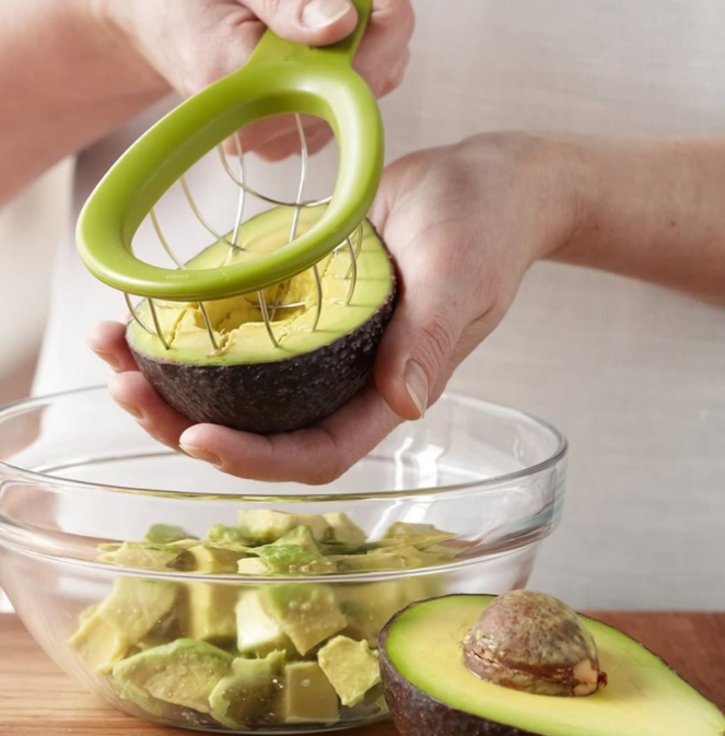 Stainless Steel Avocado Cuber and Dicer Tool Avocado Chunks Slicer for Avocados Dicing Fruit Salad Kitchen Gadget Tool