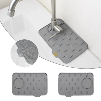 Multifunction sink splash guard behind faucet soap tray silicone backsplash drip catcher silicone faucet handle drip catcher mat