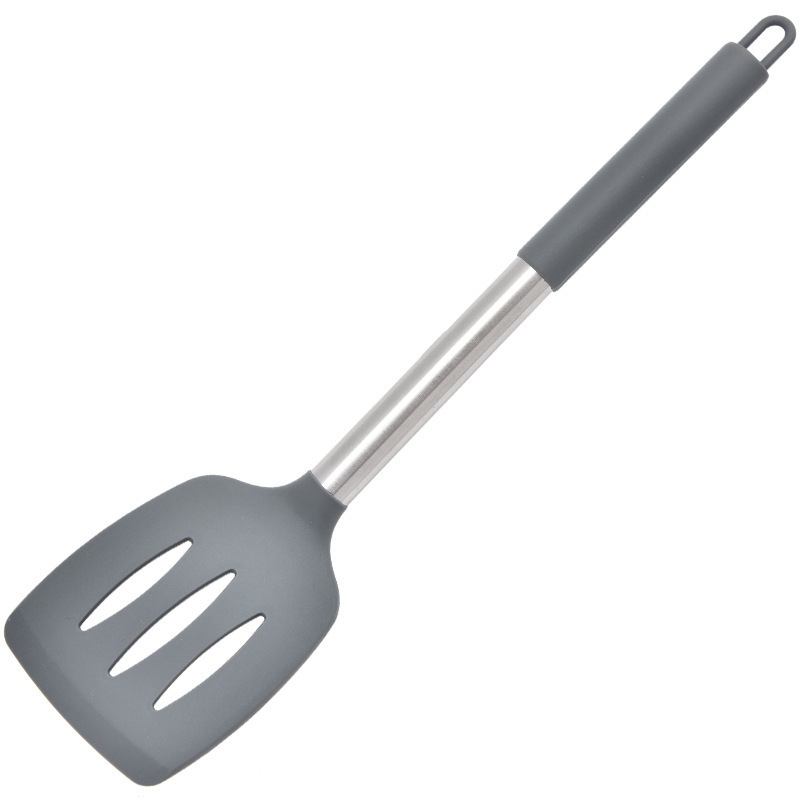 Wholesale High Quality Kitchen Accessories Stainless Steel Handle Non-stick Pan Heat Resistant Black Silicone Spatula