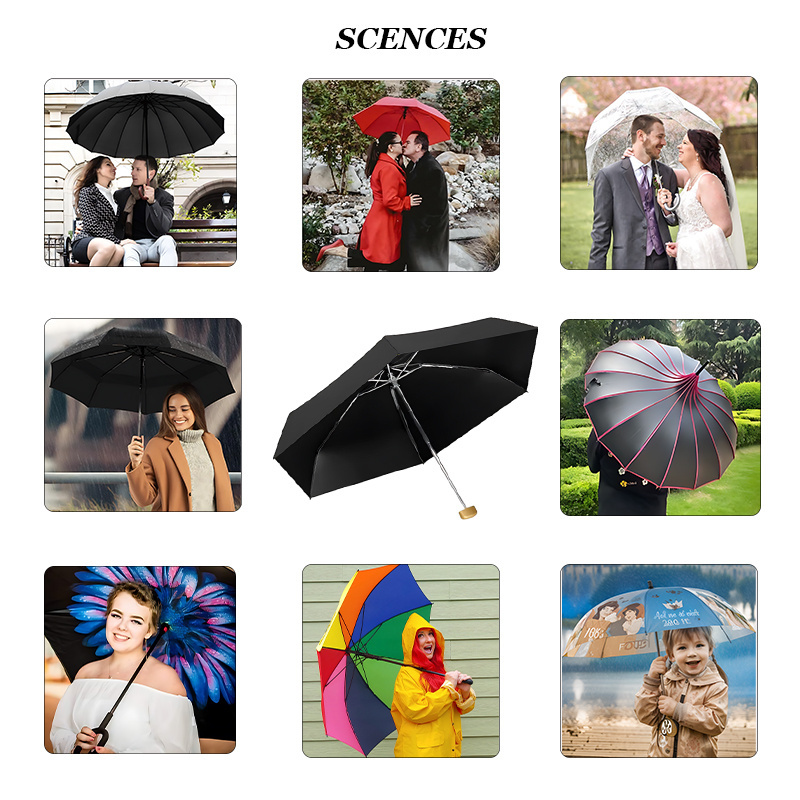 Multi Color Custom Logo 5 Folding Umbrella Mini UV Pocket Small Sun and Rain Umbrella for Outdoor