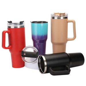 40oz New Style Gradient Waist Tumbler Waist Shape Car Cup Stainless Steel Double Wall Vacuum Insulation Travel Mug With Handle