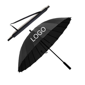 Automatic open big Logo Printing Windproof Advertising Umbrella customized label Straight Handle golf umbrella bag with strap