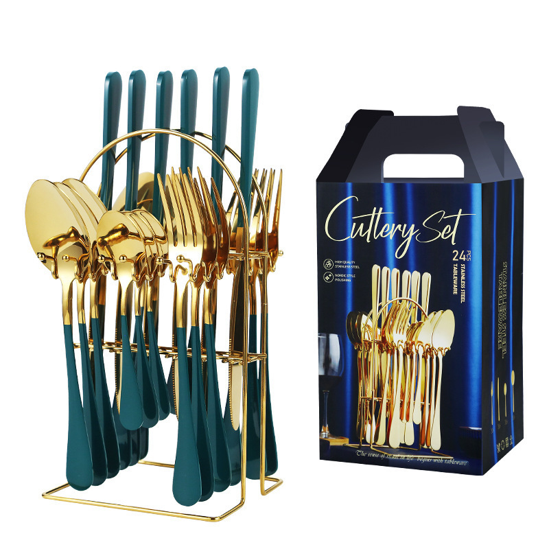 24-Piece Fashion Simple Style Stainless Steel Flatware Tableware Set with Premium Gift box Cutlery Set Service for 6