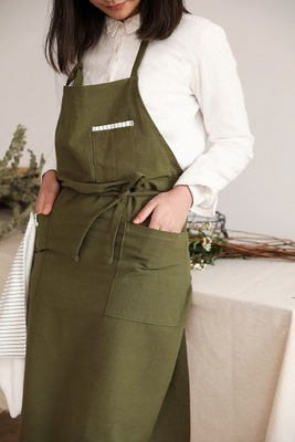 Korean Nordic Cotton Linen With Duster Cloth  Apron Kitchen Cotton Floral Baking