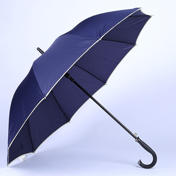 High Quality Minimalist Golf Umbrella Straight Design with Reflective Stripe Manual Hanging Pongee Material for Adults