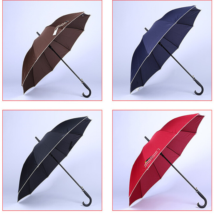 High Quality Minimalist Golf Umbrella Straight Design with Reflective Stripe Manual Hanging Pongee Material for Adults