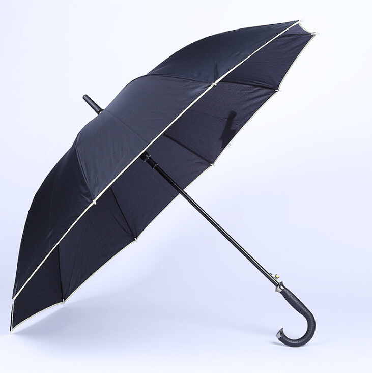 High Quality Minimalist Golf Umbrella Straight Design with Reflective Stripe Manual Hanging Pongee Material for Adults