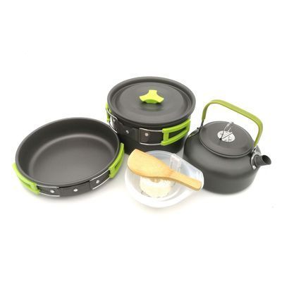 Nonstick Lightweight Pots Pans with Mesh Set Bag Camping Cooking Set Cookware Mess Kit