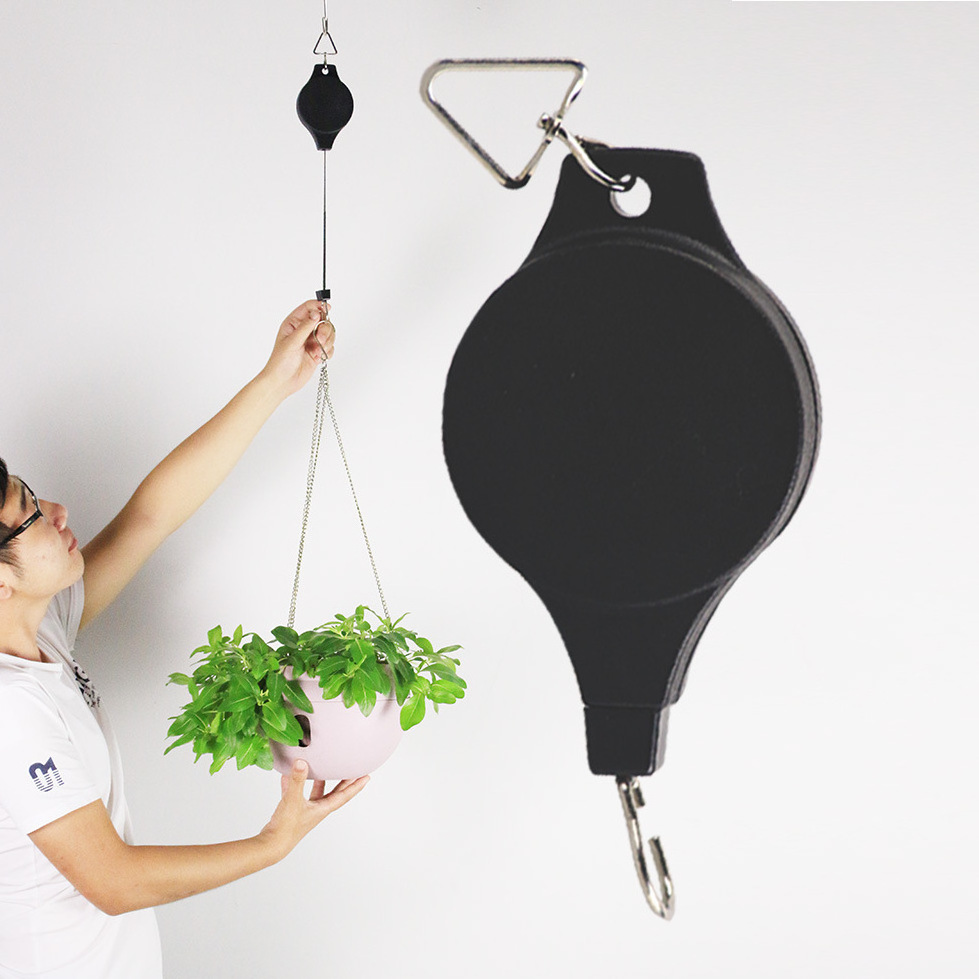 Hot selling Hanging Basket Hooks Retractable Pulley Plant Hanger Garden Flower and Birds Feeder Hooks