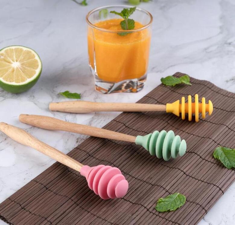 Silicone Honey Dipper Honey Stick Reusable Coffee Stir Sticks Stir Rods Bee Honey Spoon Stirring Scooper