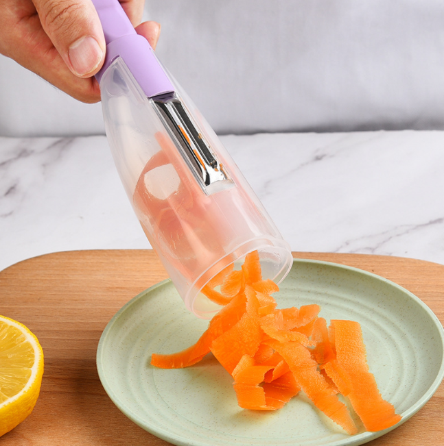 Kitchen gadgets stainless steel multi-functional peeler fruit vegetable peeler carrot grater paring knife with container