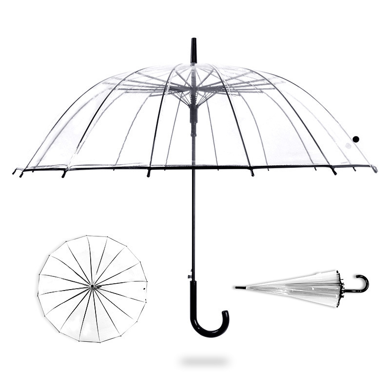 Wholesale Promotional Straight Clear Transparent Umbrellas And 16K Transparent PVC Umbrella For Wedding Gift