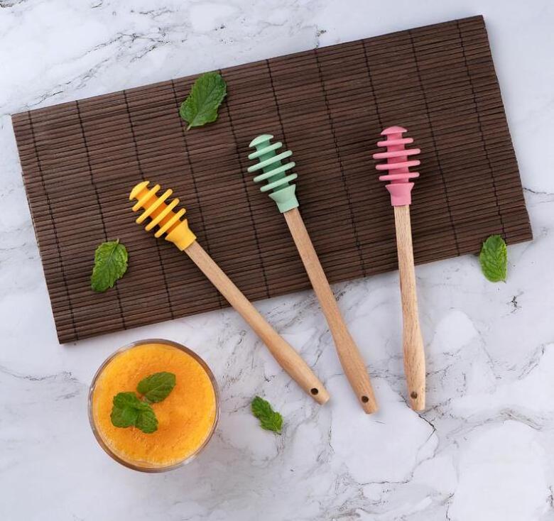 Silicone Honey Dipper Honey Stick Reusable Coffee Stir Sticks Stir Rods Bee Honey Spoon Stirring Scooper