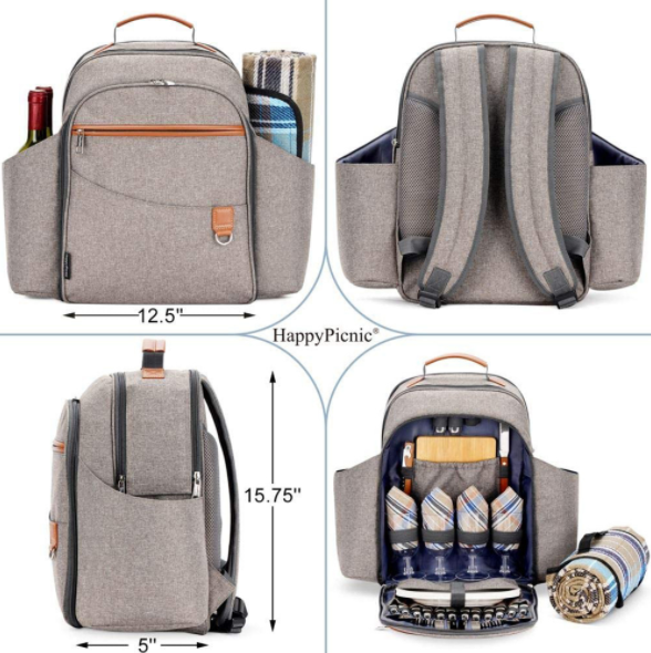 Custom Picnic Set Multifunction 4 Person Cooler Compartment Wine Bag Picnic Basket Backpacks Bag Waterproof With Blanket