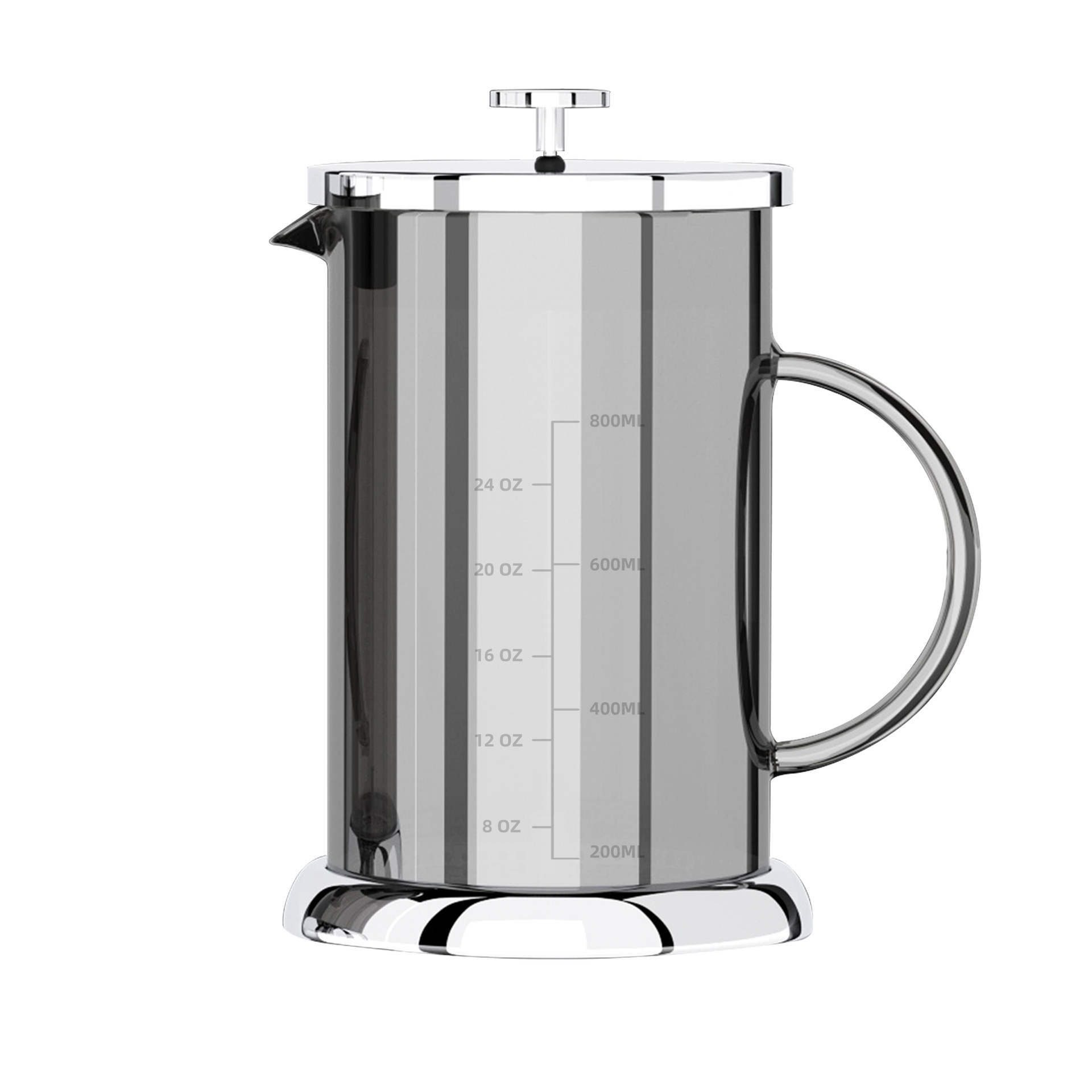 French Press Coffee Maker Glass & 304 Stainless Steel Coffee Press Cold Brew Heat Resistant Borosilicate Coffee Pot