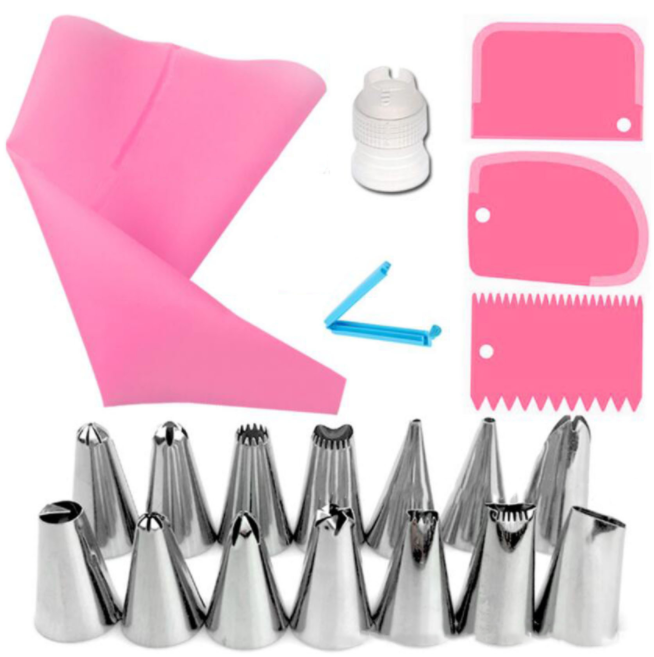 Hot Selling 20pcs/set Stainless Steel Piping Icing Tips Cake Nozzles Pastry Cream Bag Set Baking Supplies Cake Decorating