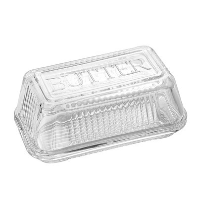 Traditional Kitchen Accessory Dishwasher Safe Clear Glass Butter Dishes with Cover  Classic Butter Keeper