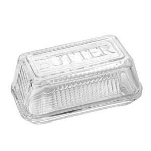 Traditional Kitchen Accessory Dishwasher Safe Clear Glass Butter Dishes with Cover  Classic Butter Keeper