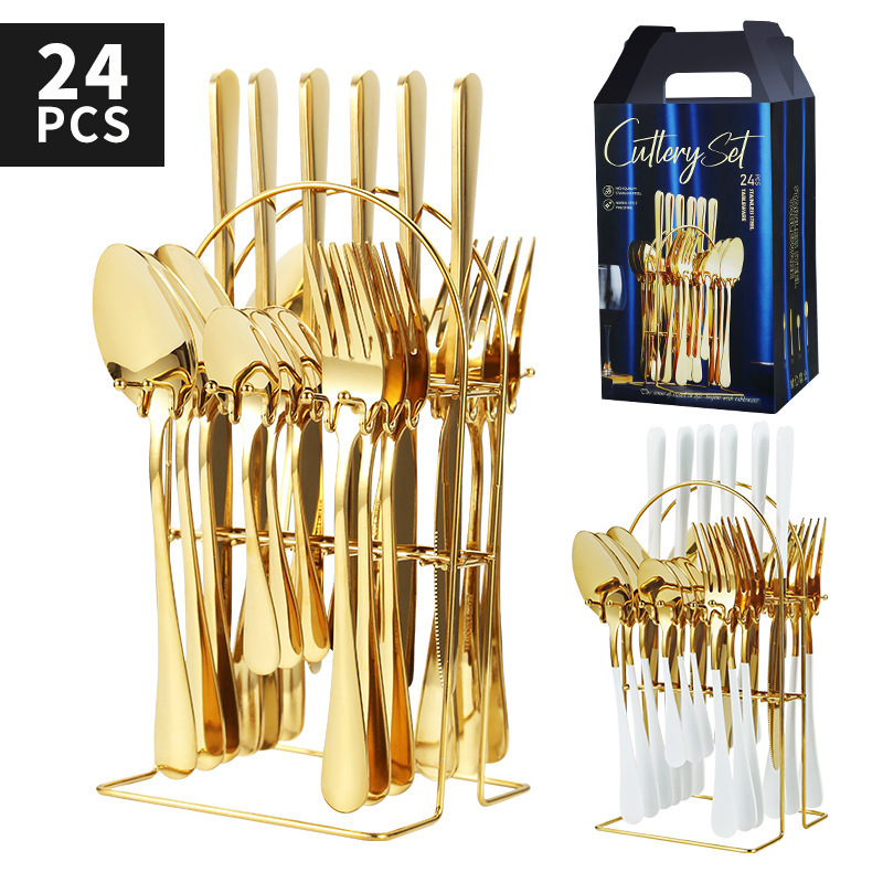 24-Piece Fashion Simple Style Stainless Steel Flatware Tableware Set with Premium Gift box Cutlery Set Service for 6