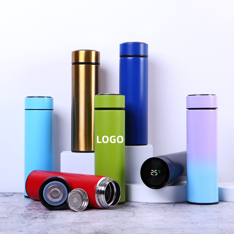 Customized 304 Stainless Steel Thermos Bottle Portable Double Wall Sealed  Vacuum Flasks Led Digital Display Smart Water Bottle