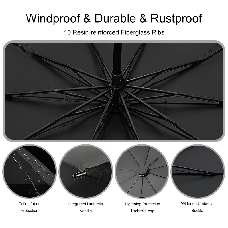 Portable Reverse Folding Reflective Strip Women and Men Widnproof Travel Storm Rain Umbrella