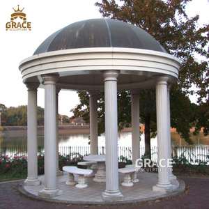 Luxury Large Greek White Modern Stone Round Pavilion Marble Outdoor Gazebo