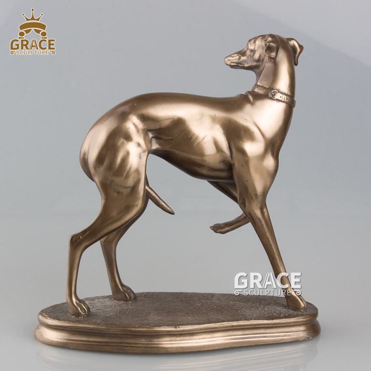 Casting Golden Life Size Greyhound Dog Sculpture Bronze Animal Statue Decoration