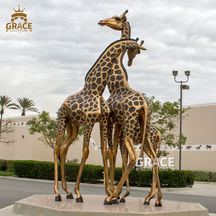 Zoo Metal Sculpture Life Size Bronze Giraffe Statue