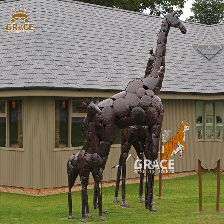 Zoo Metal Sculpture Life Size Bronze Giraffe Statue