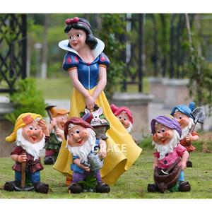 Garden Fiberglass Snow white and the Seven Dwarfs Statue Sculpture